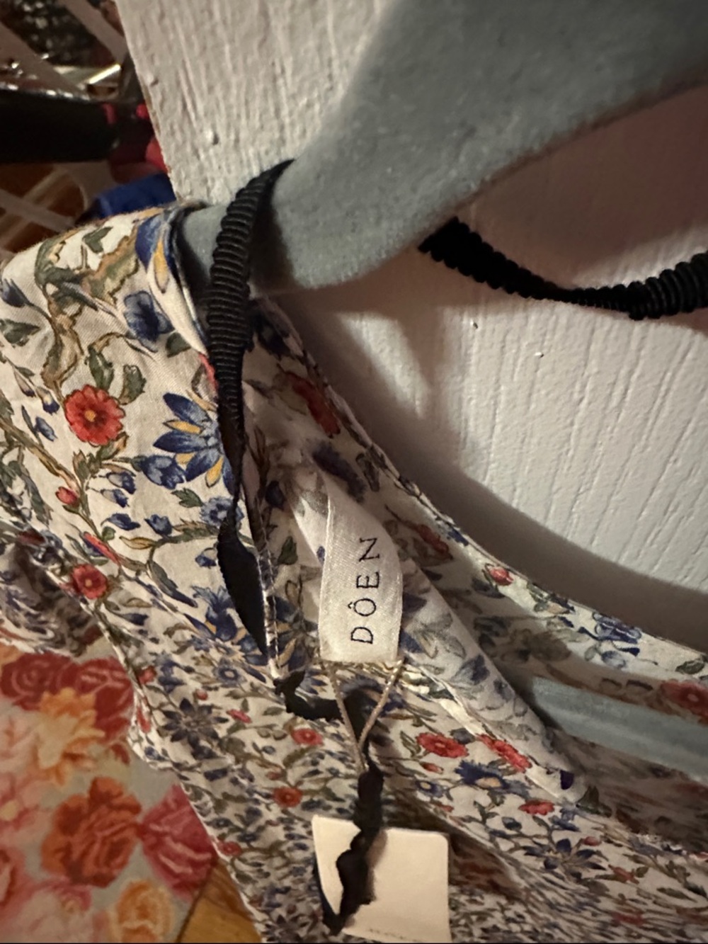 Doen Cream Floral Maxi Dress with Blue & Orange Flowers - Picture 2 of 3